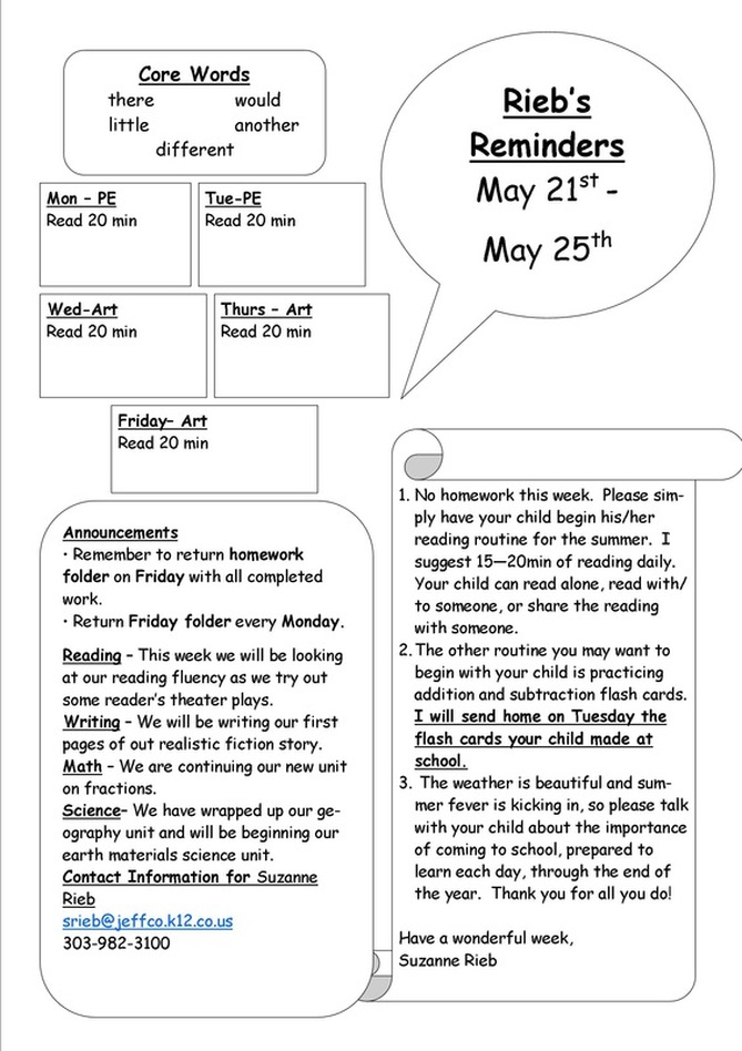 Homework Schedule Fairmount Elementary's Physical Education Website
